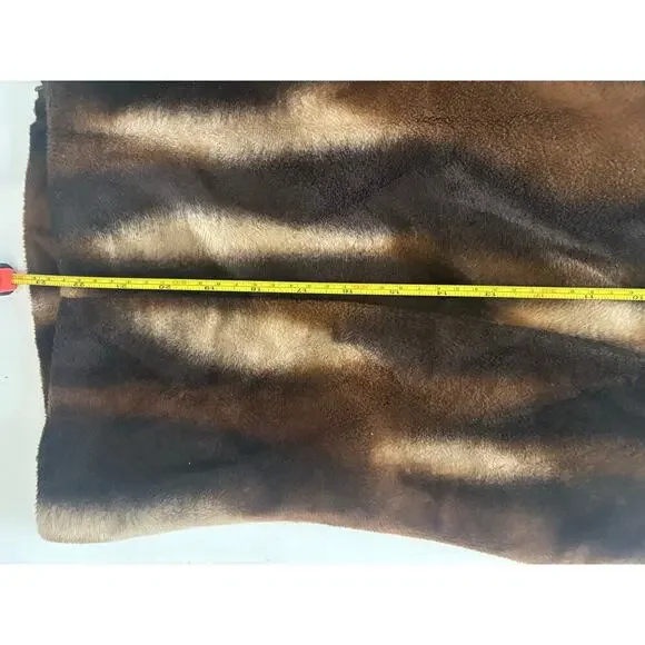 Vintage Faux Fur Zip‎ Vest Brown Tan Ombre Animal Print 90s Y2K Cozy Layer large - Picture 5 of 7